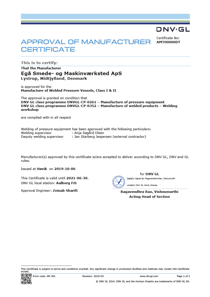 Det Norske Veritas - Klik for certifikat ESM er godkendt af Det Norske Veritas